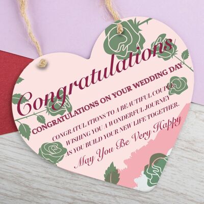 Wedding Day Gift Heart Hanging Sign Mr & Mrs Gifts Congratulations