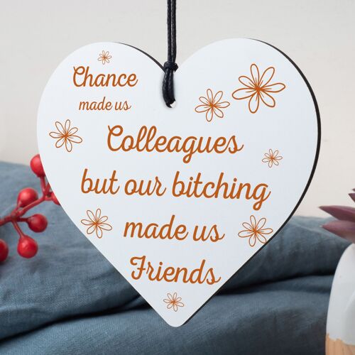 Colleague Friendship Leaving Work Gift Wooden Heart Plaque Friend Thank You Gift