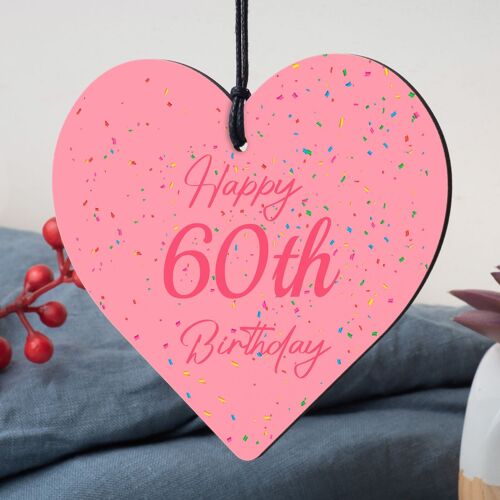 Happy 60th Birthday Handmade Wooden Heart Keepsake Friendship Gift Decorations