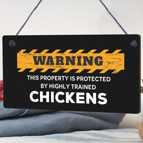 Novelty Chicken Warning Sign Pet Bird Hen Gifts Chicken Coop Garden Home Plaque