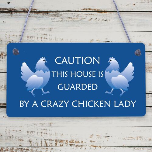 Novelty Chicken Sign Funny Coop Hen House Plaque For Garden Gate Crazy Lady Gift