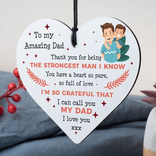 Dad Gifts Hanging Wood Heart Birthday Fathers Day Gift For Dad From Daughter Son