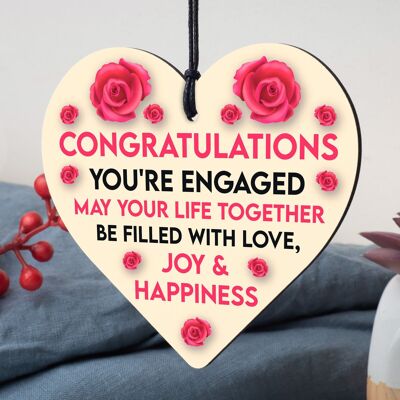 Wedding Engagement Couple Gift Congratulations Wooden Heart Plaque Mr & Mrs Gift