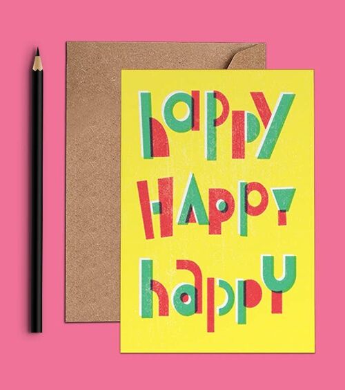Happy Happy Happy Birthday Card - WAC18112