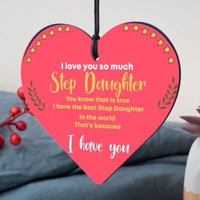 Regalos para hija de papá, regalos para madre e hija, placa de madera para hijastra y corazón