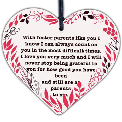 Foster Parent Family Mum Dad Gifts Wooden Heart Chic Sign Thank You Keepsake