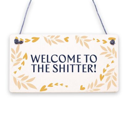 Letrero de bienvenida Shabby Chic para baño, placa colgante divertida para puerta y pared, regalo de amistad