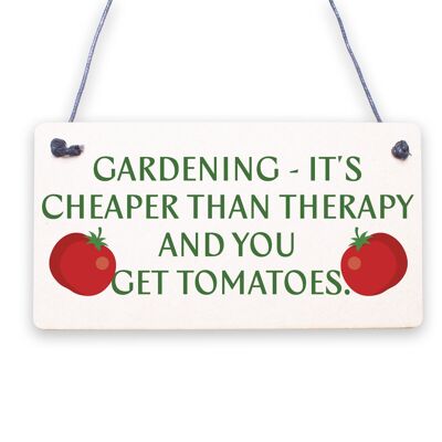 Gardening It's Cheaper Than Therapy Novedad Placa de madera Divertido cartel de jardín Regalo