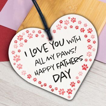 Carte-cadeau drôle pour la fête des pères, cœur en bois, meilleurs cadeaux pour papa, chien drôle, cadeaux pour animaux de compagnie