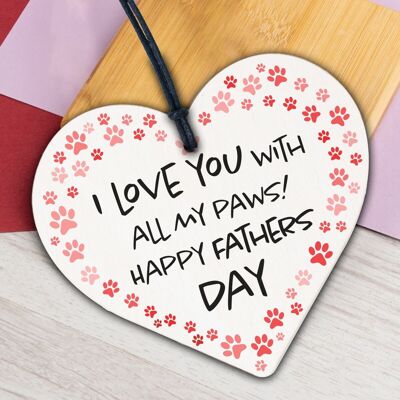 Funny Fathers Day Gift Card Wooden Heart Best Dog Dad Gifts Funny Dog Pet Gifts