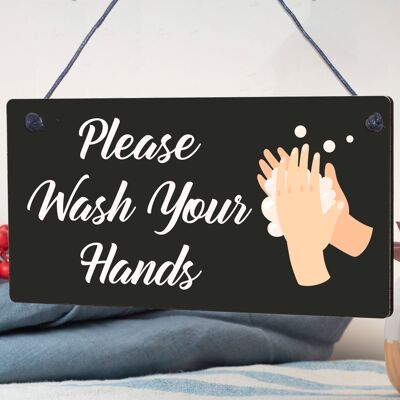 Bitte waschen Sie Ihre Hände. Schild für Badezimmer, Toilette, Toilette, Gesundheits- und Sicherheitsschild