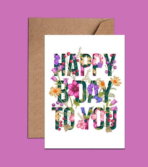 Happy B Day Floral Birthday Card – WAC18125