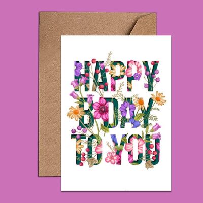Happy B Day Floral Birthday Card – WAC18125