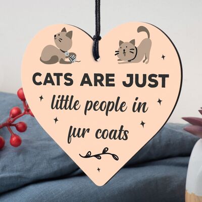 Cats Fur Coats Wood Heart Sign Cute FUNNY GIFT Idea Animal Lover Hanging Plaque