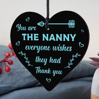 Cadeaux de Noël pour Nan Nanny Wood Heart Cadeaux de Noël pour son souvenir de grand-parent