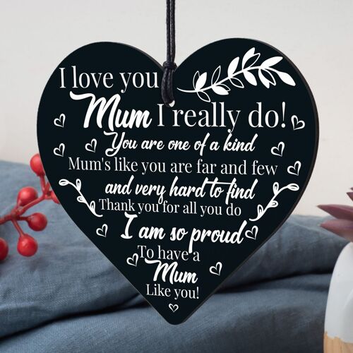 Gift For Mum on Mothers Day Birthday Hanging Heart Thank You Gift From Daughter