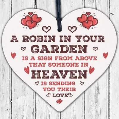 Robin Garden Gedenkgrab aus Holz zum Aufhängen, Herzschild, Erinnerungstafel