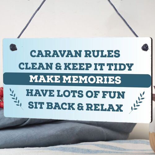Novelty Caravan Rules Hanging Plaque Garden Sign Motorhome Campervan Gifts