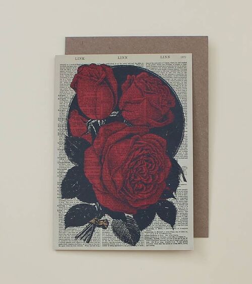 Card with Red Roses - Red Roses Dictionary Art Card - WAC20517