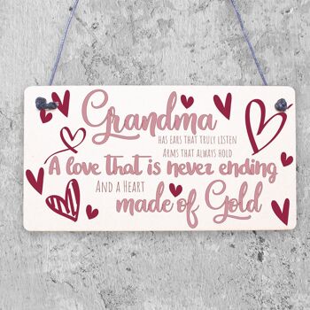 Grand-mère anniversaire carte de Noël cadeau coeur en bois grand-mère je t'aime souvenir