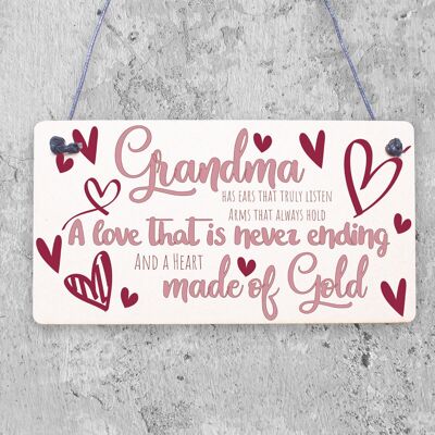 Grandma Birthday Christmas Card Gift Wooden Heart Grandma I Love You Keepsake