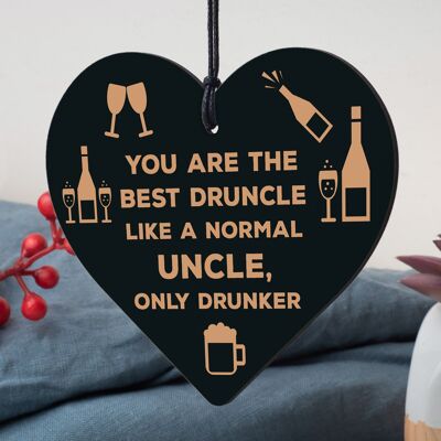 Funny Gift For Uncle Birthday Christmas Wood Heart Gift For Him Alcohol Gift