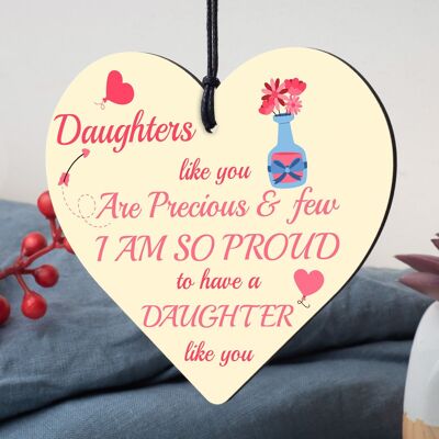 Daughter Thank You Handmade Wood Heart Chic Plaque Birthday Gift Keepsake Mum