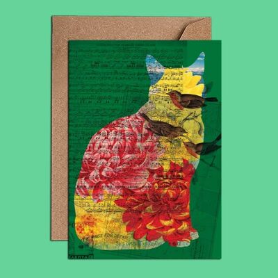Dictionary Art - Cat Notes BirdsCard - (WAC21506)