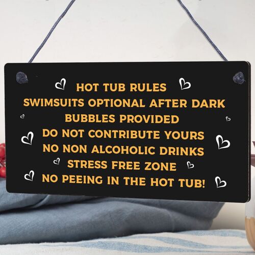 Chalkboard Hot Tub Rules Hanging Plaque Summer House Garden Sign Gift