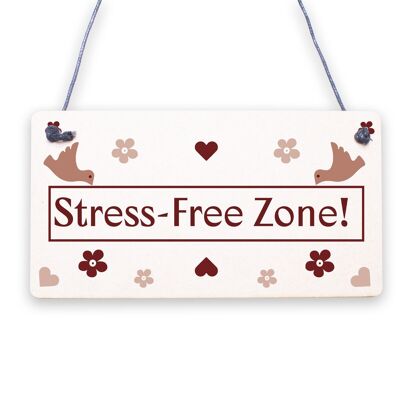 Shabby Chic Stress Free Zone Schild Hot Tub Plaque Garden Shed Summer House Sign