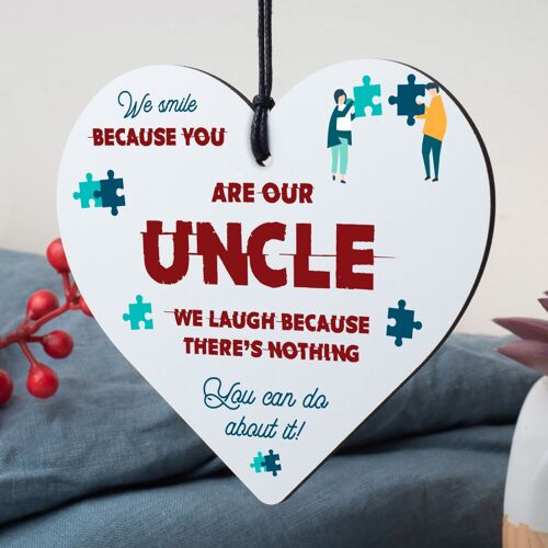 Novelty Uncle Gift Funny Wooden Heart Birthday Christmas Sign Present Brother