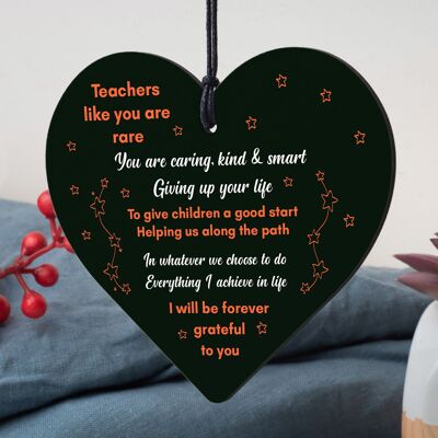 Regalo di ringraziamento per gli insegnanti, cuore in legno, targa regalo per la scuola materna