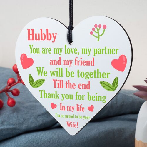 Husband Hubby Gift Novelty Wooden Heart Anniversary Birthday Gift For Him