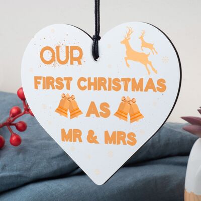 First Christmas Mr and Mrs Tree Bauble Wedding Anniversary Gifts Xmas Decoration