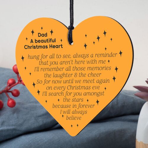 CHRISTMAS Tree Decoration In Memory Of Dad Memorial Wooden Heart Bauble Gift