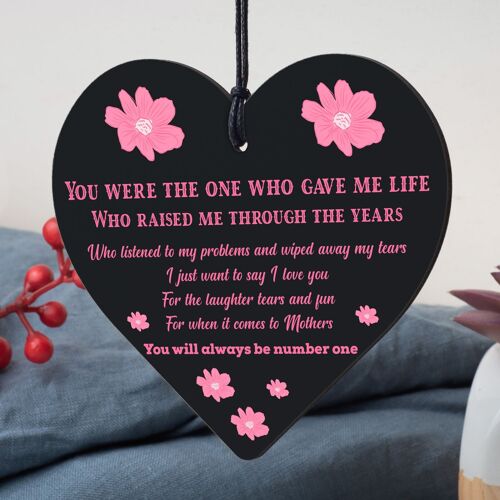 Number One Mother Wooden Hanging Heart Mothers Day Gifts Sign Present for Mum