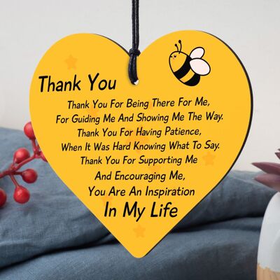 Thank You For Being There For Me Wooden Hanging Heart Love Friendship Plaque