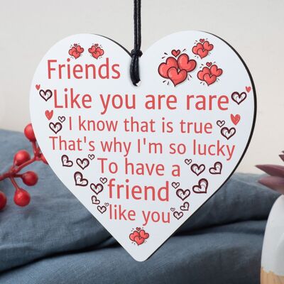 Friends Like You Friendship Thank You Gift Wooden Heart Chic Sign Best Friend