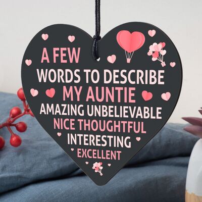 Auntie Gifts Auntie Birthday Card Gift Wood Heart Plaque Mothers Day Sister Gift
