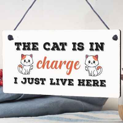 Katzenschild, lustiges Katzengeschenk für Katzenliebhaber, hängendes Holzschild für Zuhause, Tierschild