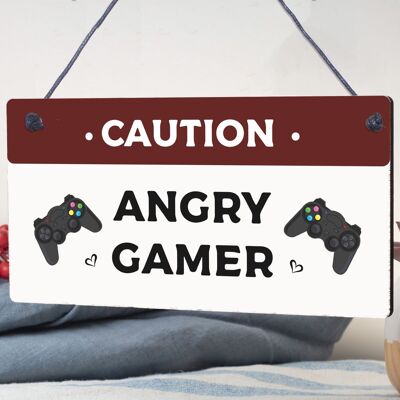 Blue Gaming Sign Hanging Door Plaque Gamer Gift Boys Bedroom Decor Son Dad Gift