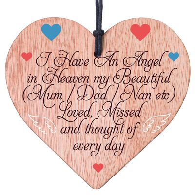 Mum Dad Memorial Sign Heart Plaque Gift Message Guardian Angel Love you Always