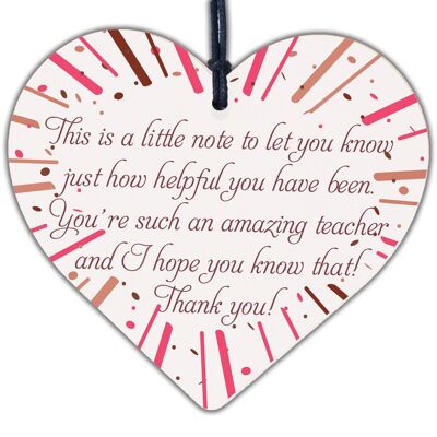 Thank you teacher Special Message Wooden Heart Plaque Sign Appreciate You