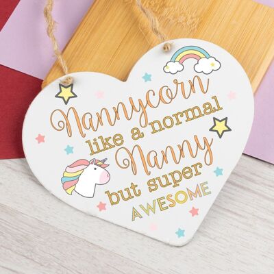 Gift For Nanny Birthday Christmas Wood Heart Unicorn Sign Gift For Her Thank You