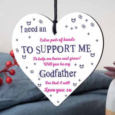Will You Be My Godfather Wooden Heart Godparent Asking Gifts Uncle Friend Nephew