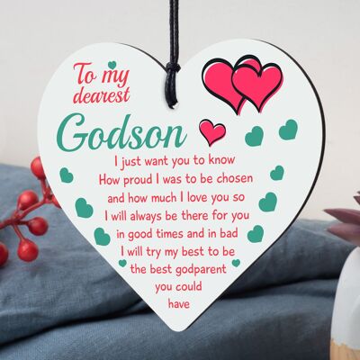 Handmade Godson Gift Wooden Heart Goddaughter Birthday Gift From Godparent