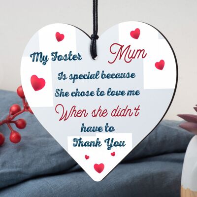 Regalo per genitori adottivi, matrigna, mamma, cartello con cuore in legno, regalo di compleanno di Natale
