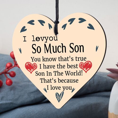 Son Card Birthday Christmas Wooden Heart Son Gifts From Mum Dad Keepsake Gift