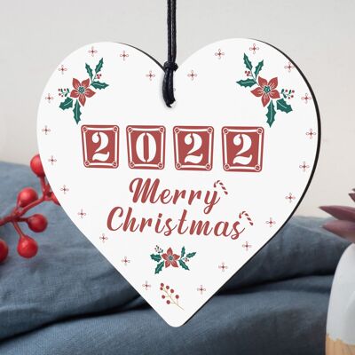 Navidad personalizada, familia, árbol de Navidad, decoración, año de encierro, corazón de madera