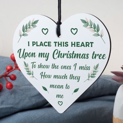 Christmas Tree Decoration Bauble Memorial Poem Wooden Heart Plaque Family Gifts